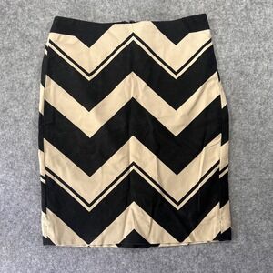 The Limited Chevron Pencil Skirt 6 Black Tan Zigzag Geometric Stretch